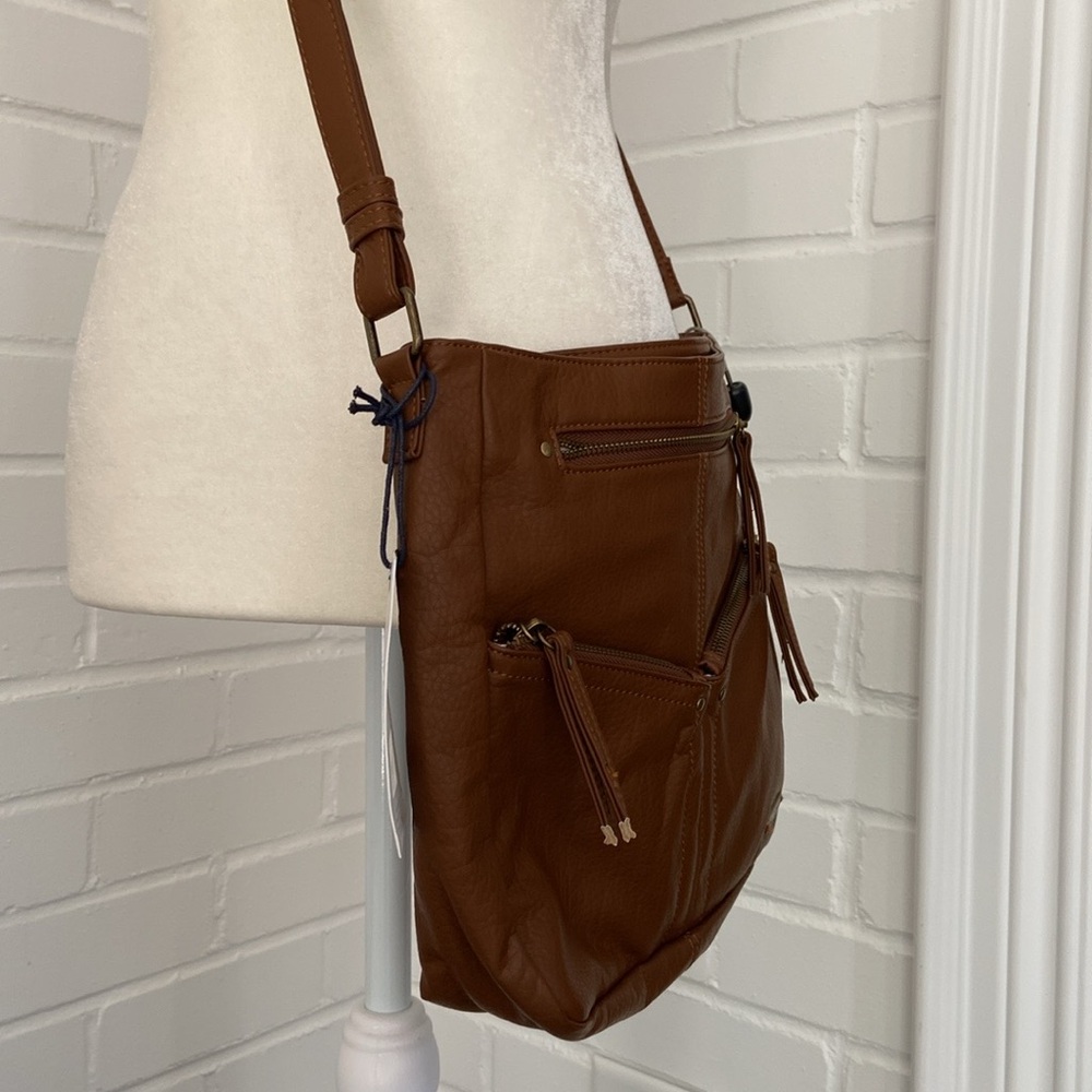 New With Tags Wallflower Tan Soft Faux Leather Boho Shoulder Bag-Outside Pockets